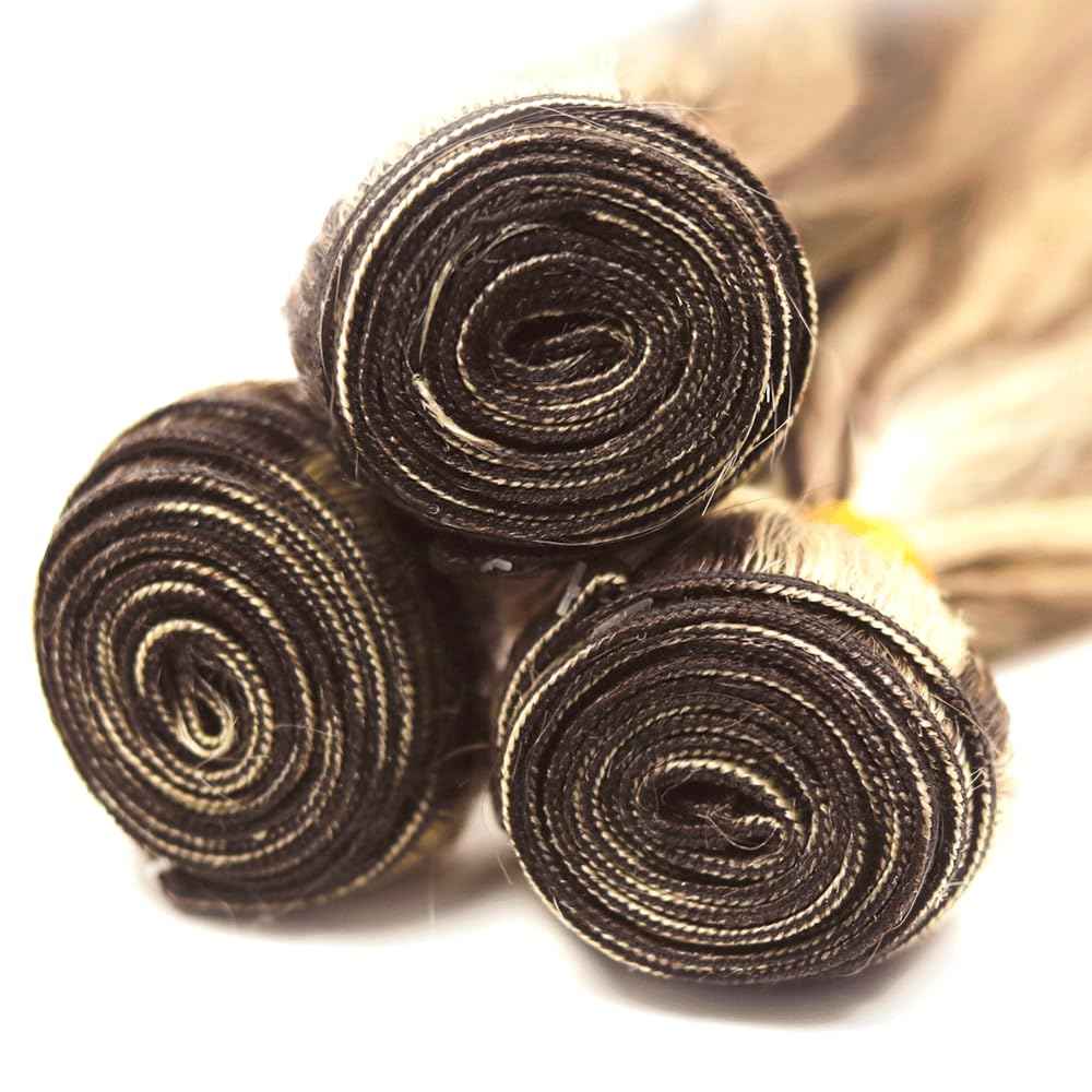 P30613 Bundles Human Hair GveoXvo Highlight Body Wave Bundles 22 24 26 Inch Peruvian Virgin 2 Tone Brown Mixed With 613 Bundle Hair Extensions