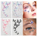Butterfly Face Gem Stickers - 4 Sheets 3D Crystal Jewels