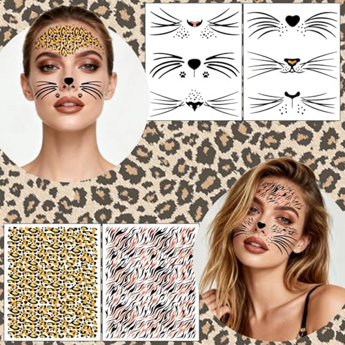 Leopard Temporary Tattoos for Kids & Adults - 10 Sheets Animal Prints