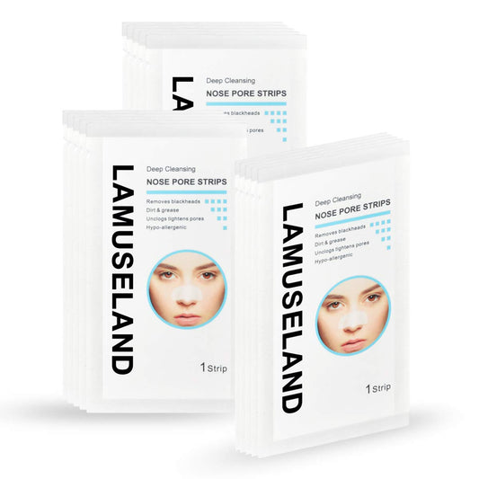 LAMUSELAND Deep Cleansing Pore Strips, 30 Pcs Nose Strip Set for Blackhead Removal Cleaner Facial Mask for Women Men (30 Strips)