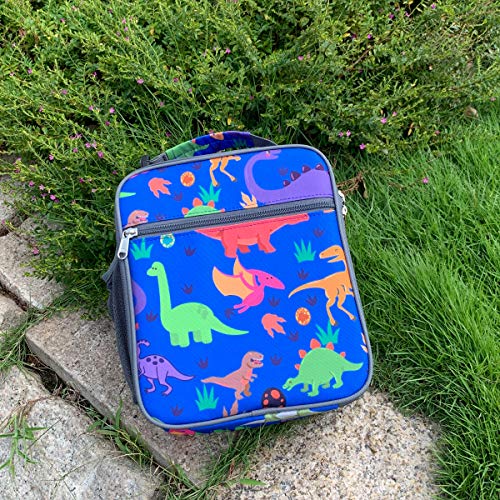 FlowFly Kids Lunch box Insulated Soft Bag Mini Cooler Back to School Thermal Meal Tote Kit for Girls, Boys, Dinosaur