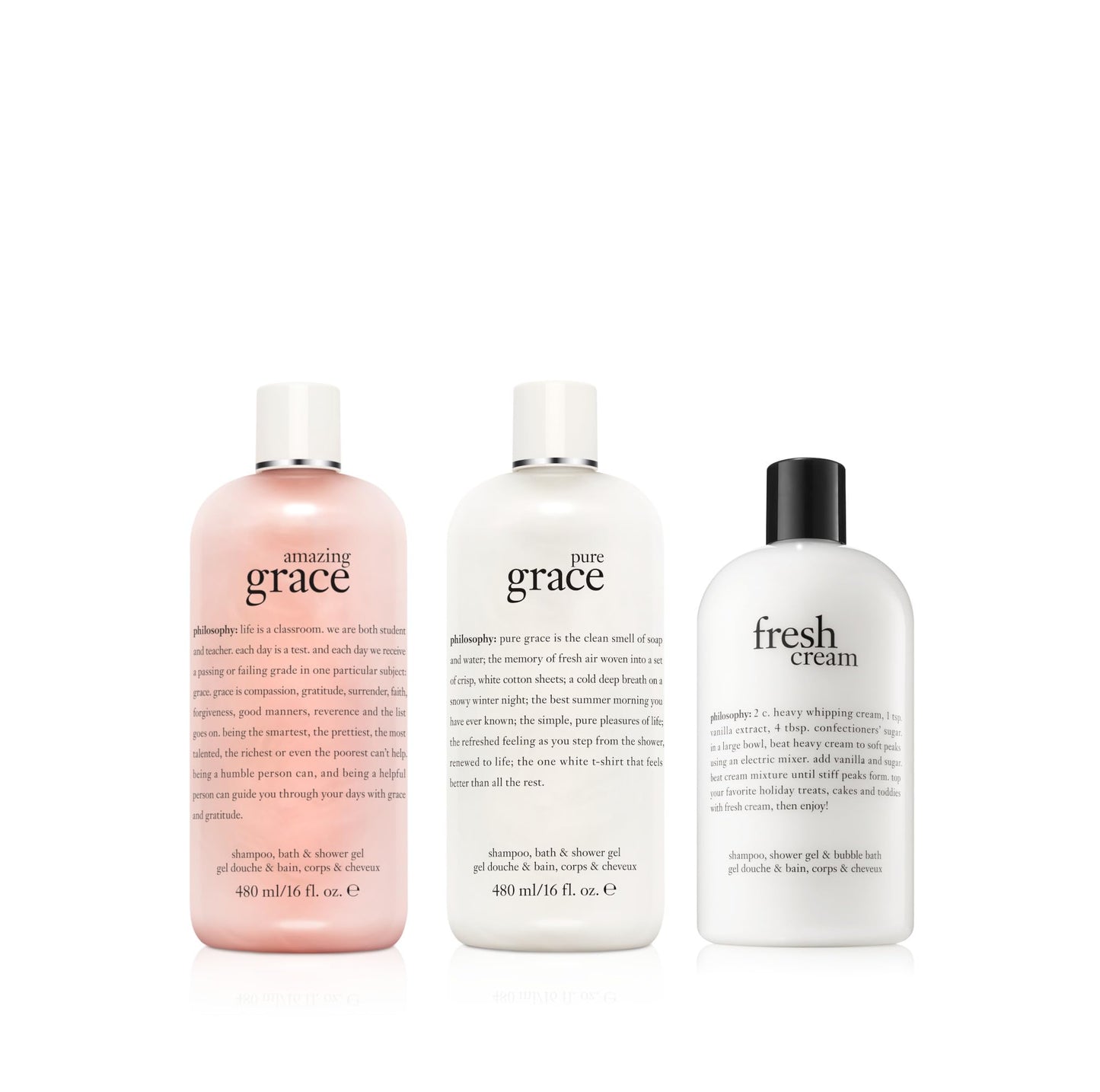 philosophy Shampoo Shower Gel & Bubble Bath, 16 oz - amazing grace, pure grace & fresh cream