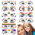 Pride Day Face Tattoo Stickers - 10 Rainbow Temporary Tattoos