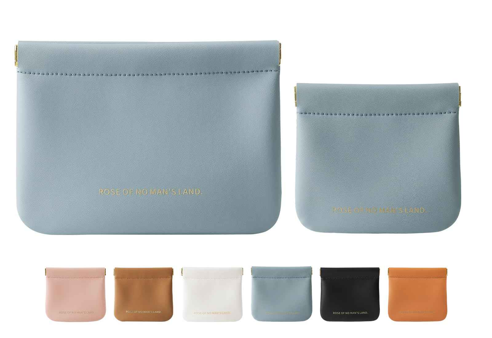 NICLNGSH 2 PCS Small Cosmetic Bag for Purse, Organosilicon Super Fiber Leather Mini Makeup Bag Coin Purse for Women, Snap Closure Travel Makeup Pouch for Lipstick Jewelry Key Change (Blue)