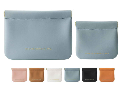 NICLNGSH 2 PCS Small Cosmetic Bag for Purse, Organosilicon Super Fiber Leather Mini Makeup Bag Coin Purse for Women, Snap Closure Travel Makeup Pouch for Lipstick Jewelry Key Change (Blue)