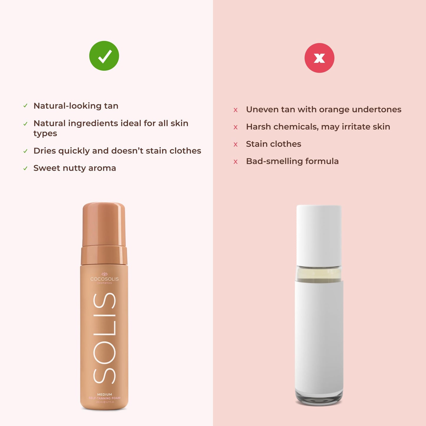 COCOSOLIS SOLIS medium self-tanning lotion for face and body, mousse for a rich, natural and long-lasting tan, with plant-based DHA (200 ml)