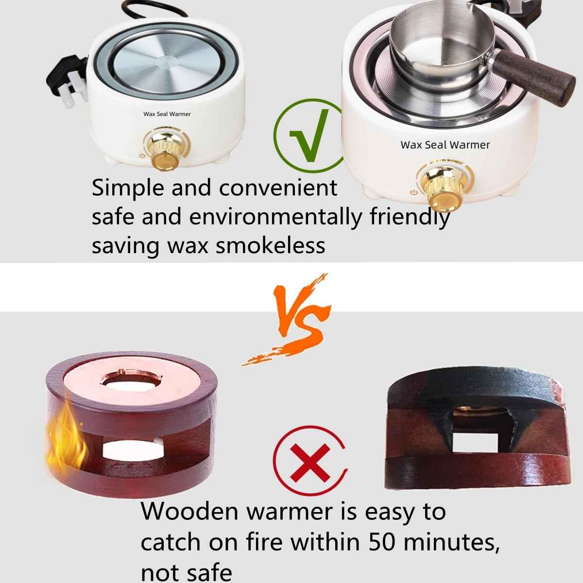 Wax Seal Warmer Electric, Blue Sealing Wax Warmer Furnace Kit Includes 1Pcs 80ml Large Spoon and 1Pcs Non-Slip Spoon Sealings Stamp Melting Warmer Great Tool for Melt Waxs Seals Sticks Beads (Blue)