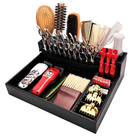 Barber Storage Box,Hairdressing Tool Holder, Multifunctional Detachable Large Storage Box, Shear Holder PU Leather Salon Scissors Holder, Hair Cutting Tools Storage Case for Barber Accessories(Large)