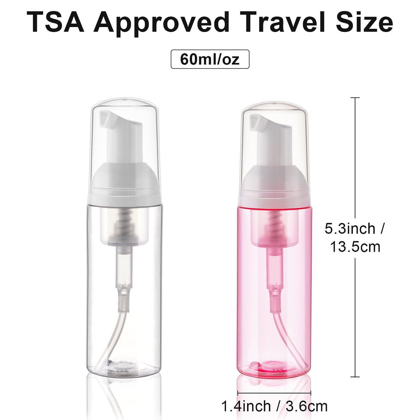 Cosywell Foam Soap Dispenser 2oz 10 Pack TSA Approved Empty Travel Pump Dispenser for Hand Soap Foaming Lash Shampoo for Cleanser, Dispenser(10Clear)