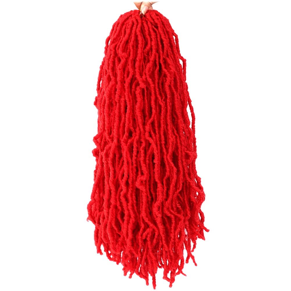 24Inch Soft Locs Crochet Hair 2 Packs Faux Locs Crochet Hair (24 Inch (Pack of 2), Red) …