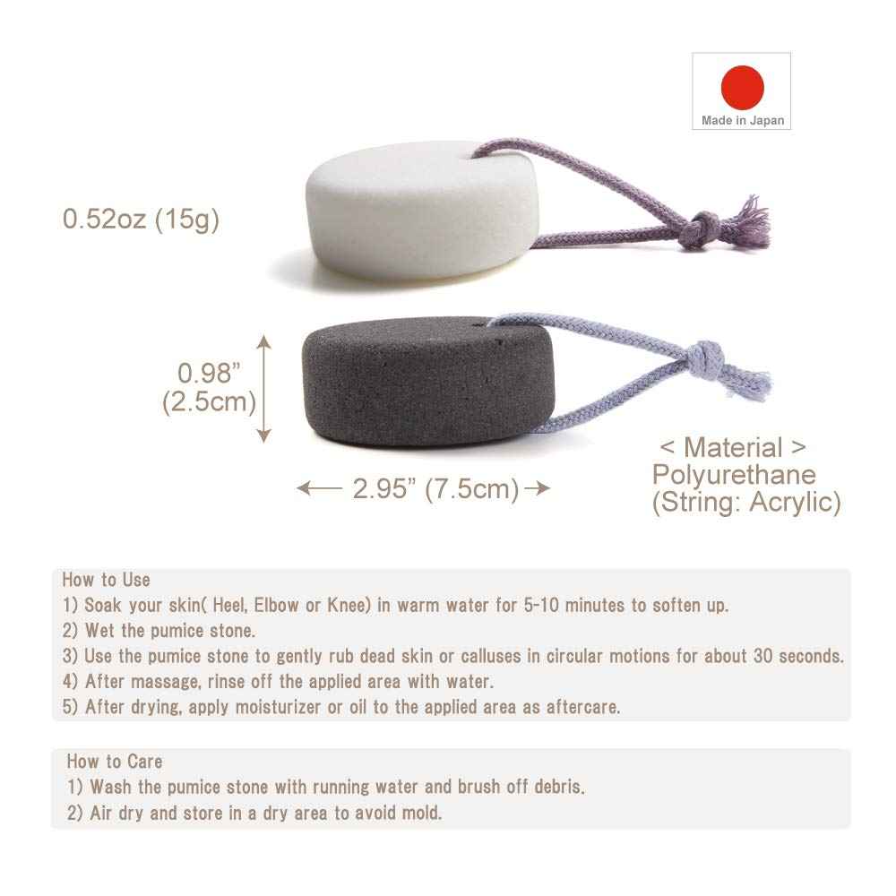 Pumice Stone for Feet, Body, Hands [Made in Japan] Silk or Charcoal Plus Hyaluronic Acid Essence Blended for Extra Fine Smooth Finish, Soft Foot Pumice Scrubber (2 pcs Set (Charcoal and Silk))