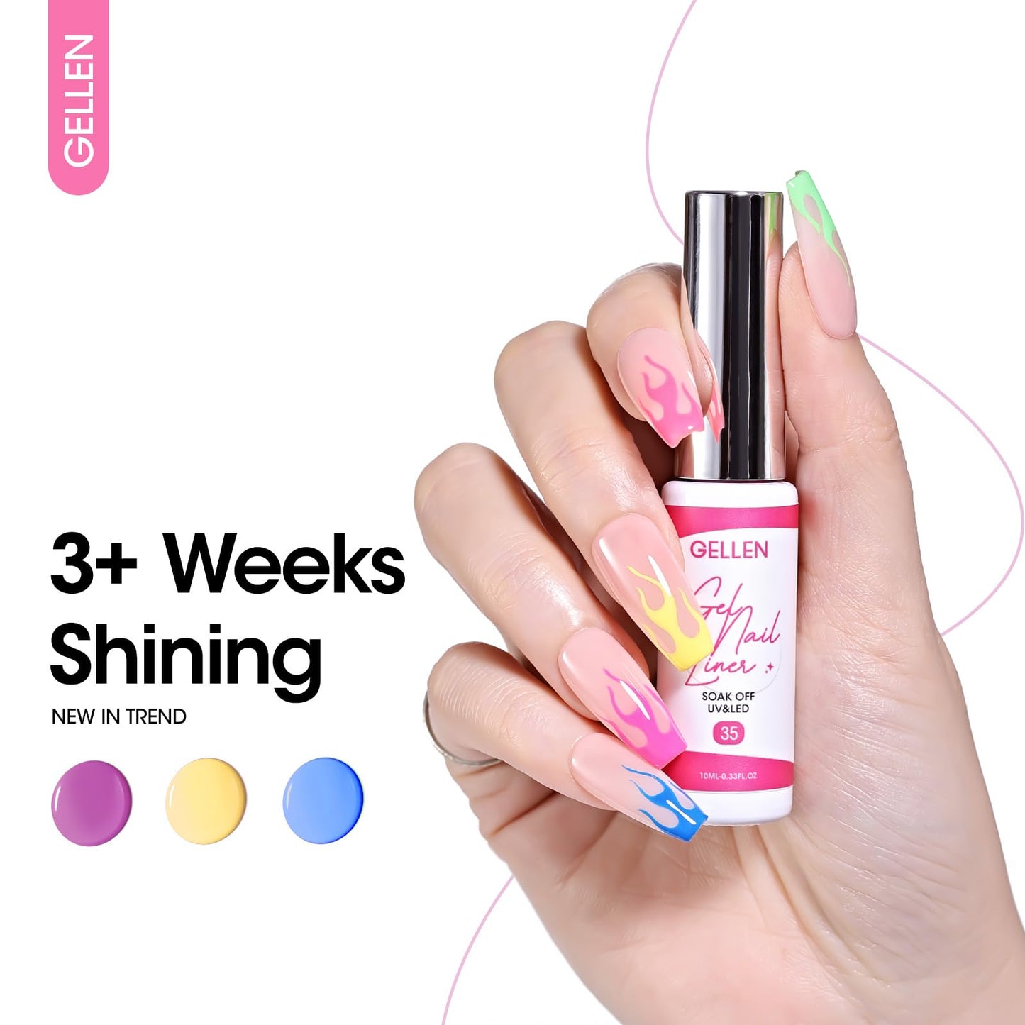 Gellen Liner Gel Nail Polish Set, 12 Colors Gel Nail Art Polish 10ml Nail Polish Gel Art Liners Soak off LED Cured Nail for Home Salon Art Supplies Kit