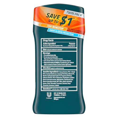 Degree Men Advanced Protection Antiperspirant Deodorant, 2.7oz 2-Pack