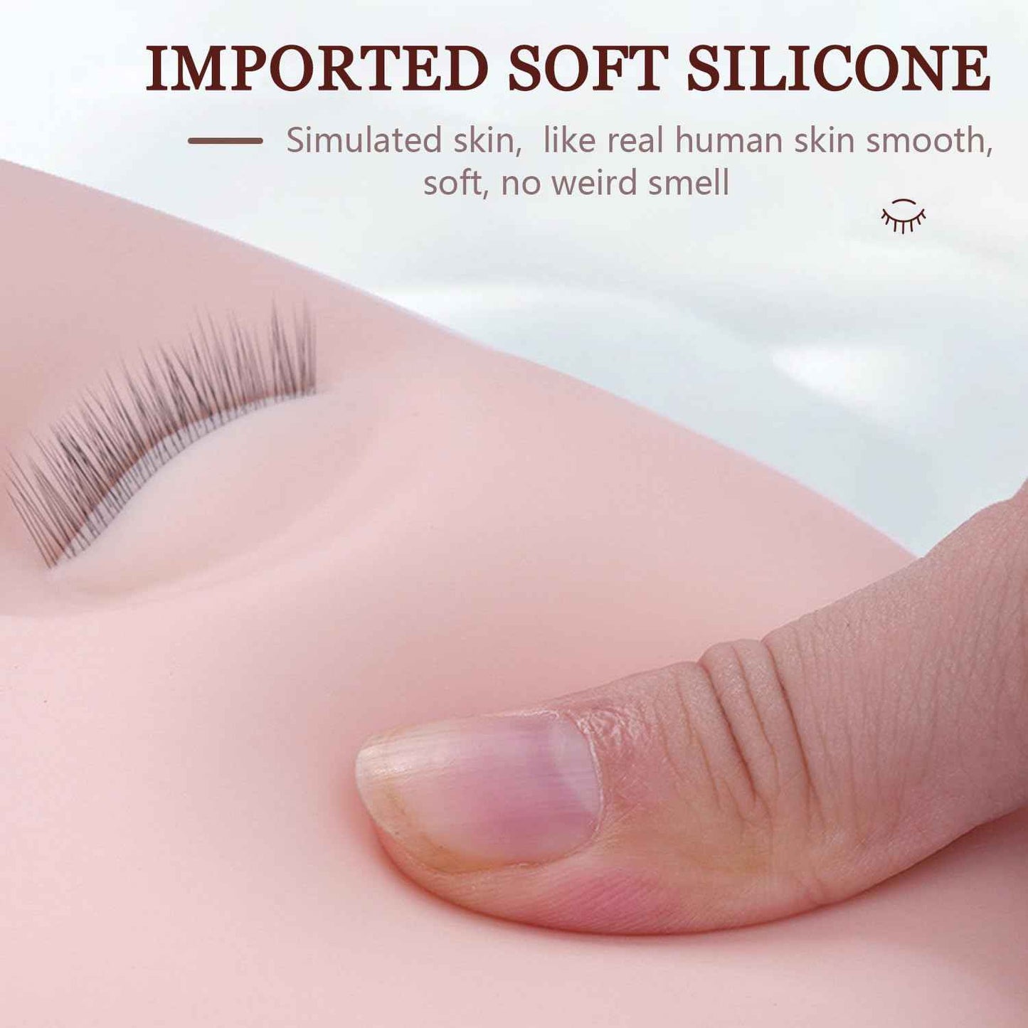 Lash Mannequin Head with 3 Lash Layers, Ruicen Practice Training Head for Make Up and Lash Extension, Cosmetology Doll Face Head with Practice Lash Mapping Chart, Easy to Clean by Olive Oil