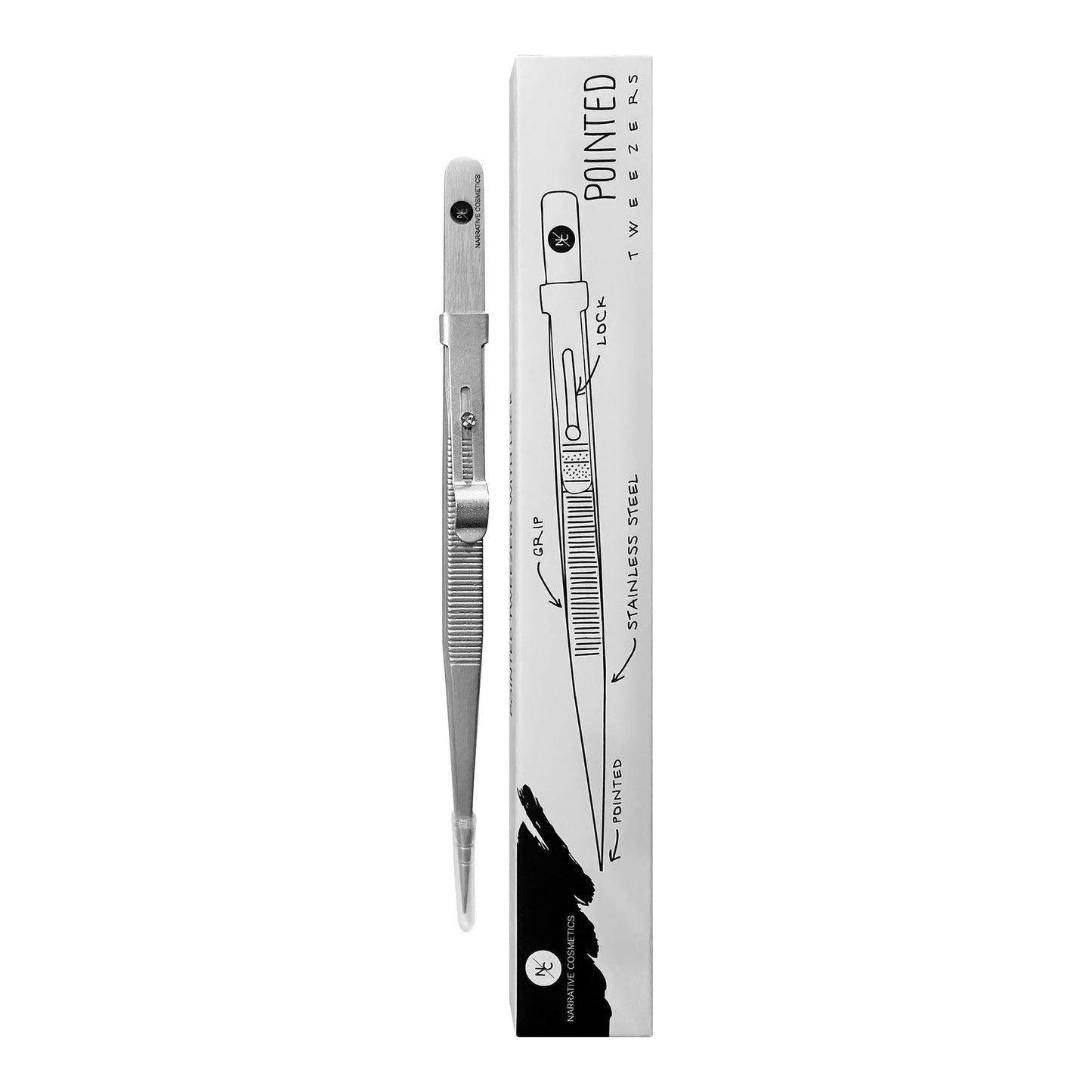 Stainless Steel Tweezers with Sliding Lock - Pointed Tips