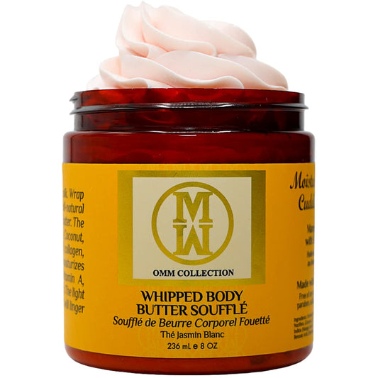 OMM Collection Natural Whipped Body Butter Soufflé For Dry & Sensitive Skin - Whipped Shea Butter Infused By Vitamin E & A, Mango Butter & Cacao Butter - Hydrating & Moisturizing - Vegan