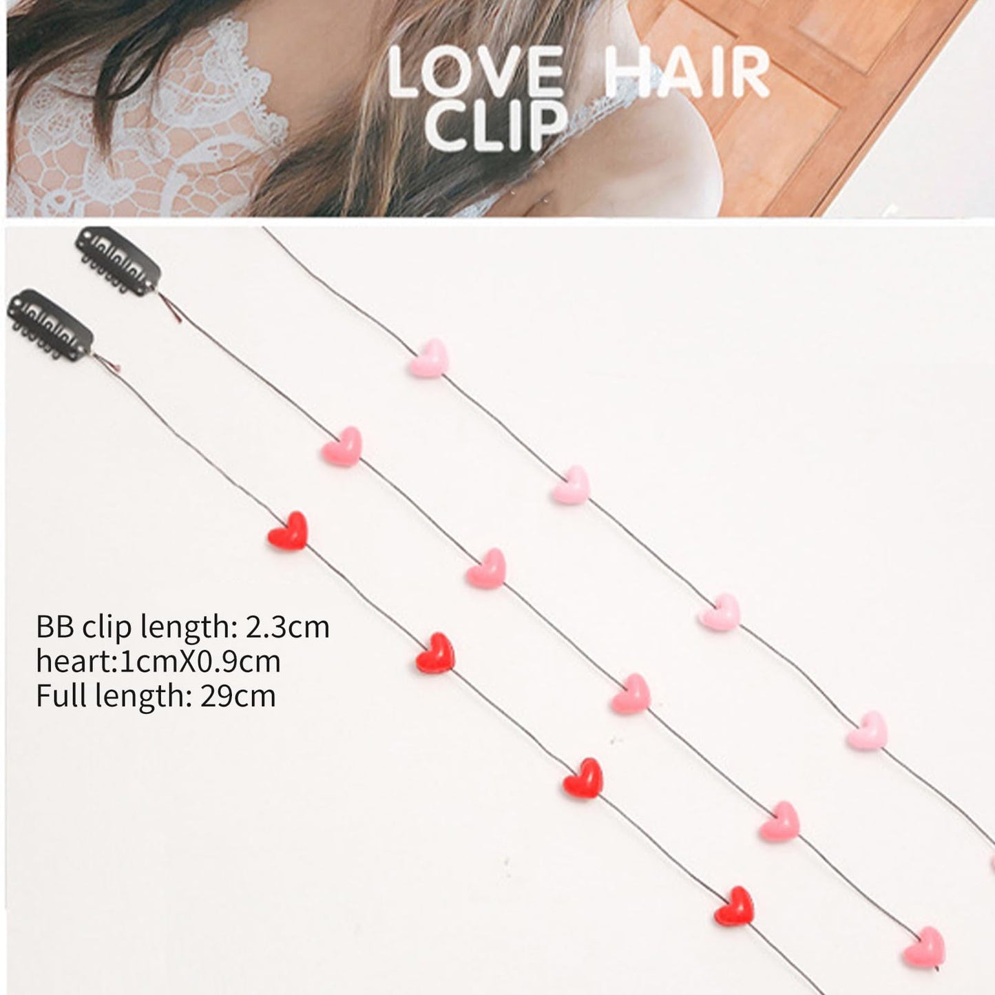 Streamline Hair Extensions Hair Clips for Styling with Acrylic Love Heart Bead - DIY Summer Hair Clip Comb Hairpin Headdress Hair Accessories Invisible Hair Side Comb for Women Girls