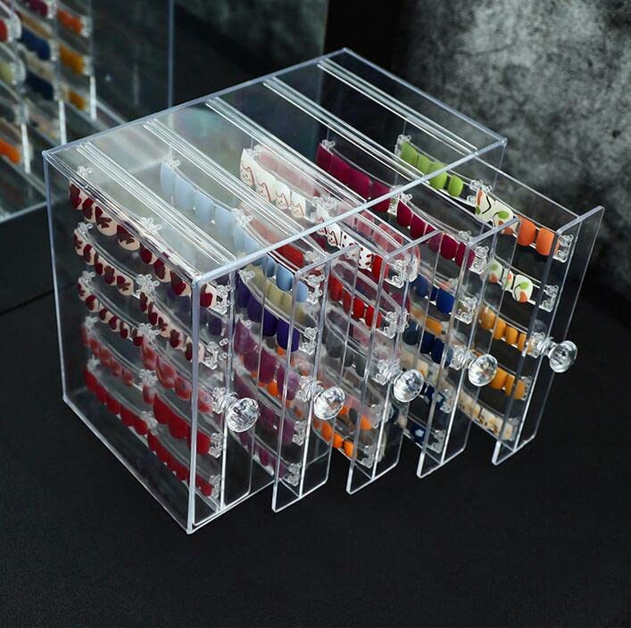 5 Tier Nail Organizers and Storage 100 Lattice Nail Art Display Board Clear Acrylic Removable Holder Shelves Display Rack Stand for Nail Art Nail Table