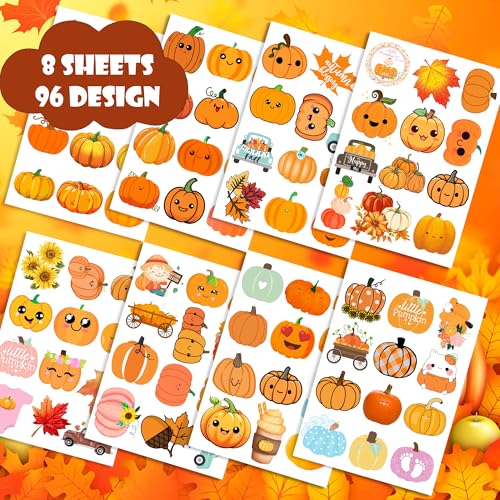 96pcs Pumpkin Temporary Tattoos for Fall & Halloween Parties
