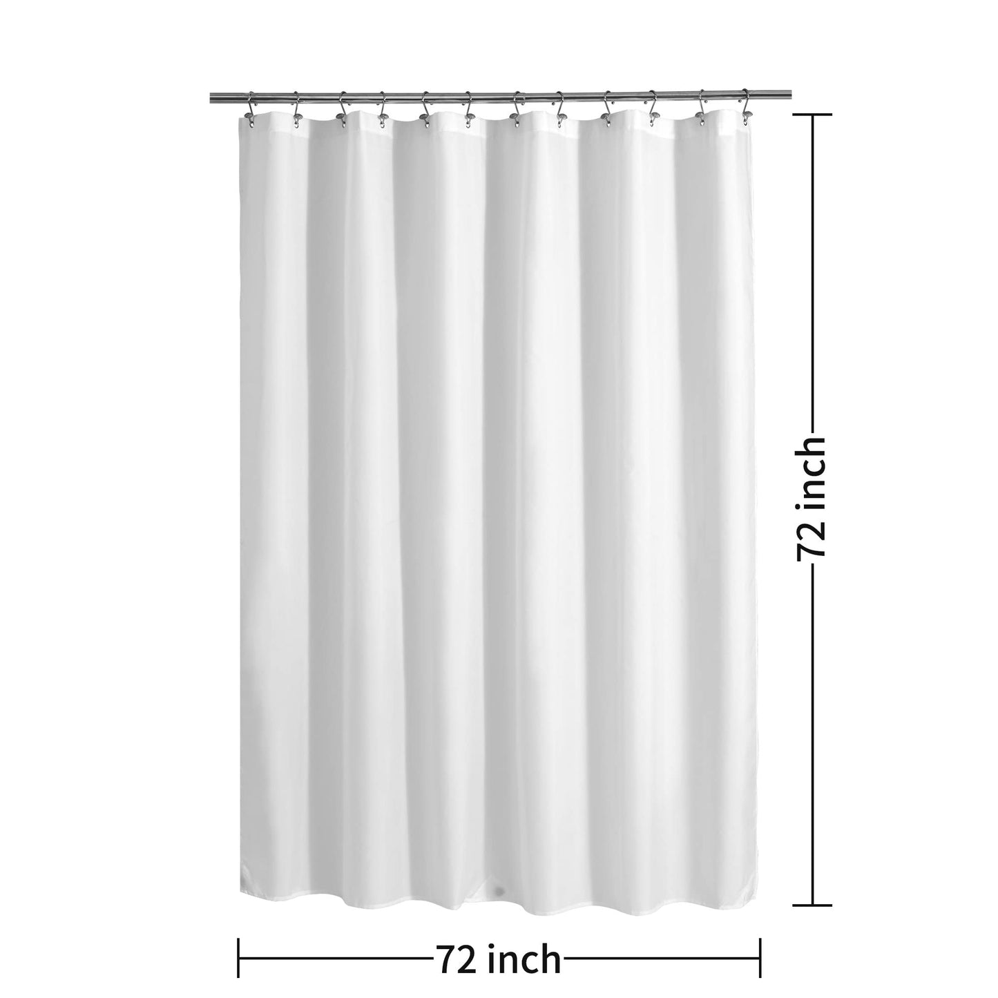 ALYVIA SPRING Waterproof Fabric Shower Curtain Liner with 3 Magnets - Soft Hotel Quality Cloth Shower Liner, Light-Weight & Machine Washable - Standard Size 72x72, White