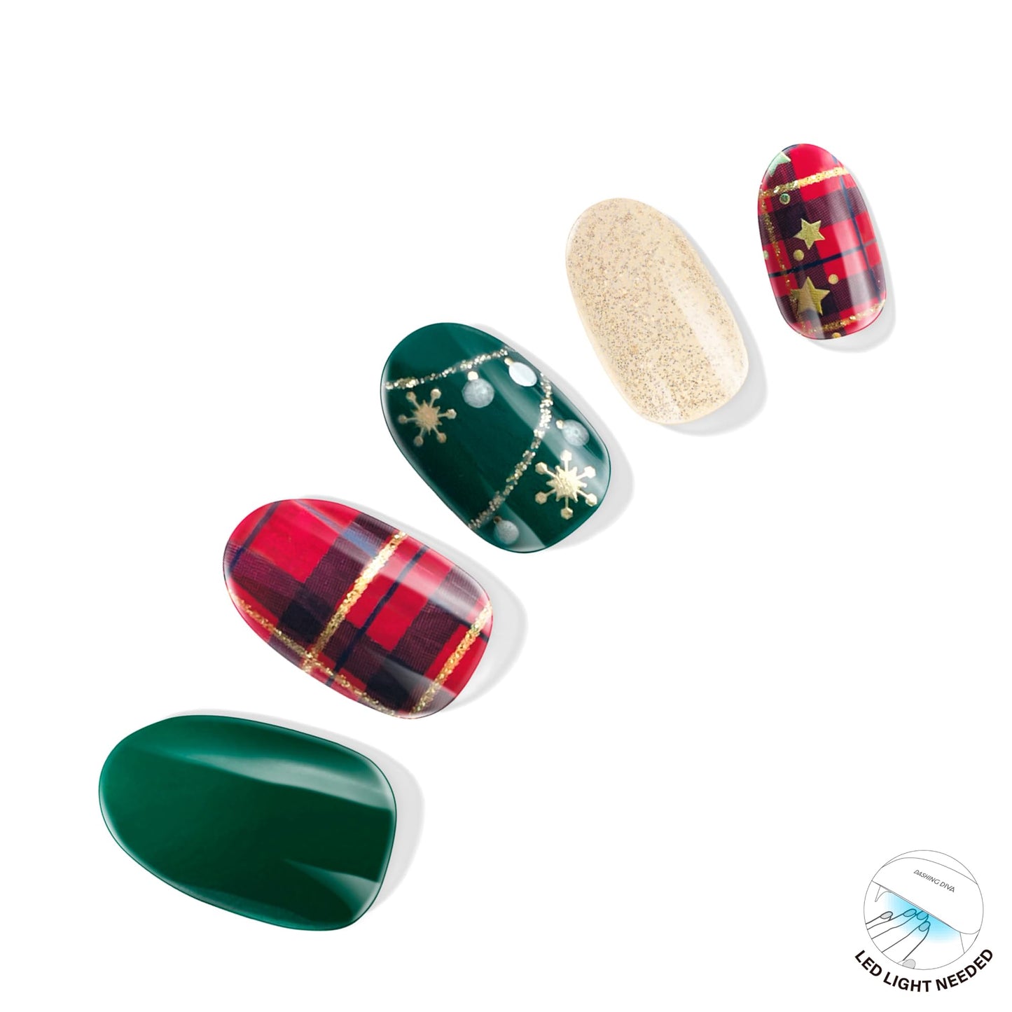 Dashing Diva Victorian Plaid Glaze Nail Strips - LED Compatible, Long Lasting, Chip Resistant, 32 Wraps, 2 Prep Pads, Nail File