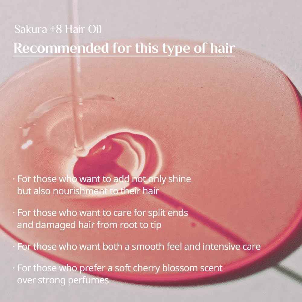 BnD Blooming SAKURA Argan & Collagen Hair Oil 80ml – Lightweight Leave-in Treatment for Dry & Frizzy Hair, Smooth Finish, Non-Greasy, UV Protection, Floral Scent, Nourishing Oil – Korean Beauty