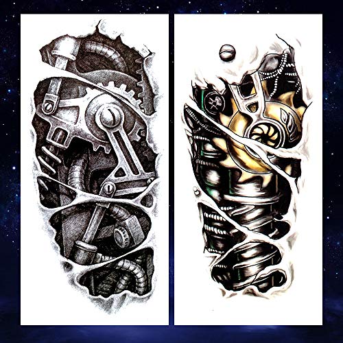8 Pieces Large 3D Mechanical Temporary Tattoos | Body Art Stickers