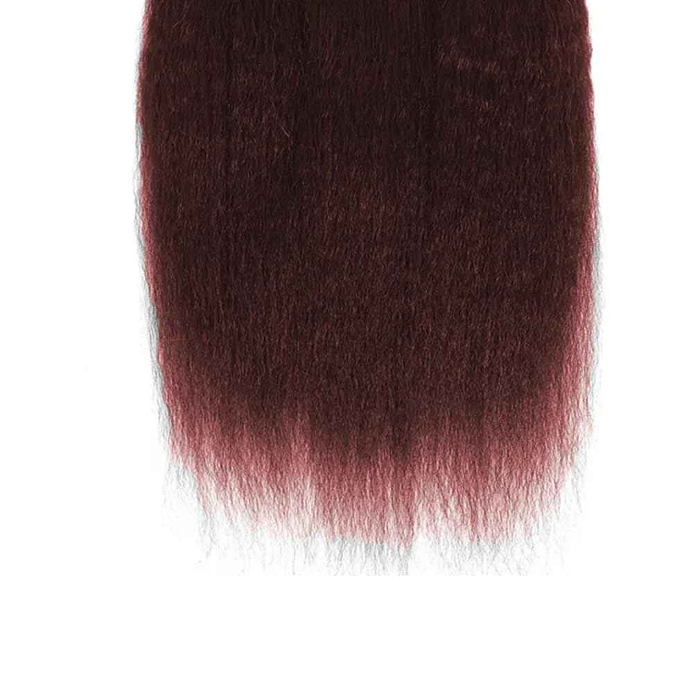 Color 33 Reddish Borwn Yaki Human Hair Bundles Copper Red Yaki Straight Bundles 10 10 10 Inch Double Weft Brazilian Virgin Reddish Brown Kinky Straight Human Hair Extensions