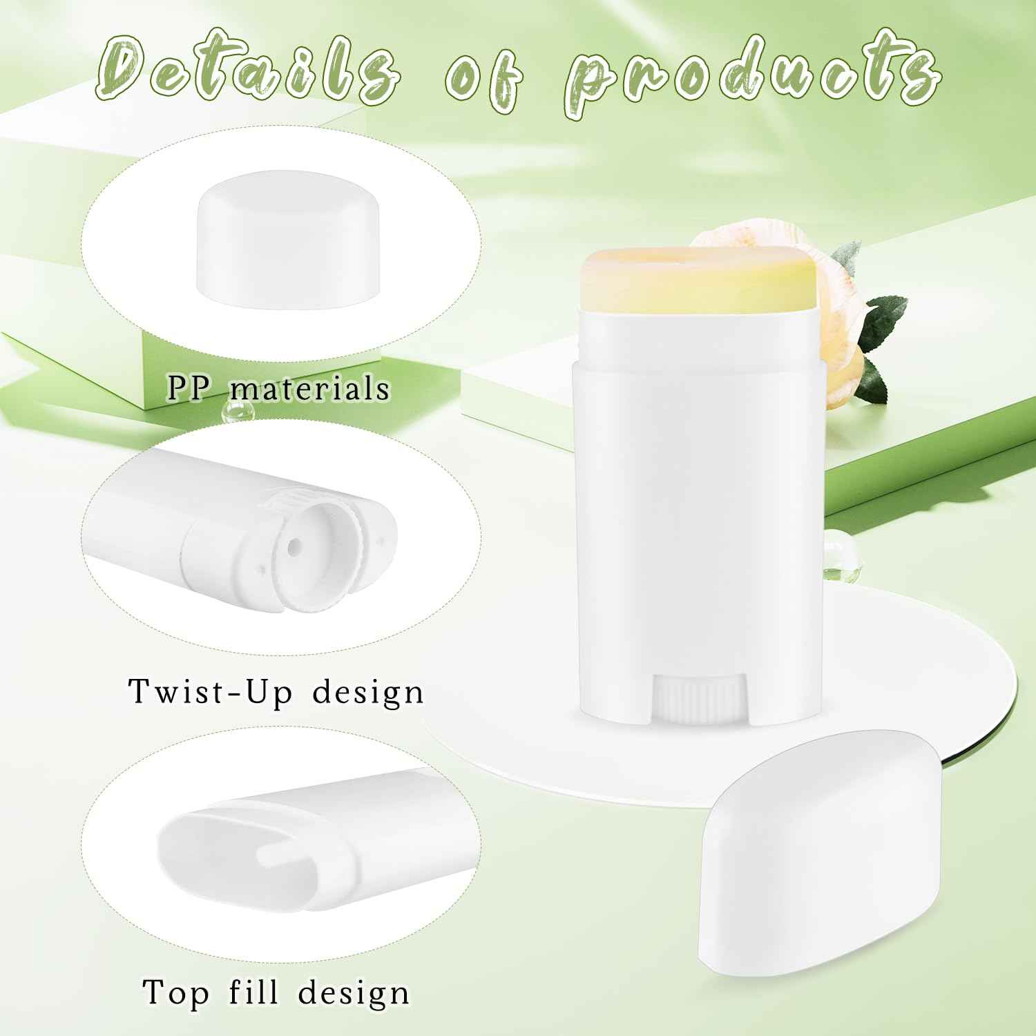 glasstore 18 Pack 1.7oz Empty Deodorant Containers Top-Fill DIY Deodorant Tubes Refillable Plastic Cosmetic Containers For Deodorant Lip Balm Aromatherapy Etc.