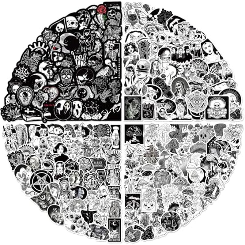 200 Goth Stickers Pack - Waterproof Vinyl Decals for Laptop & Water Bottle