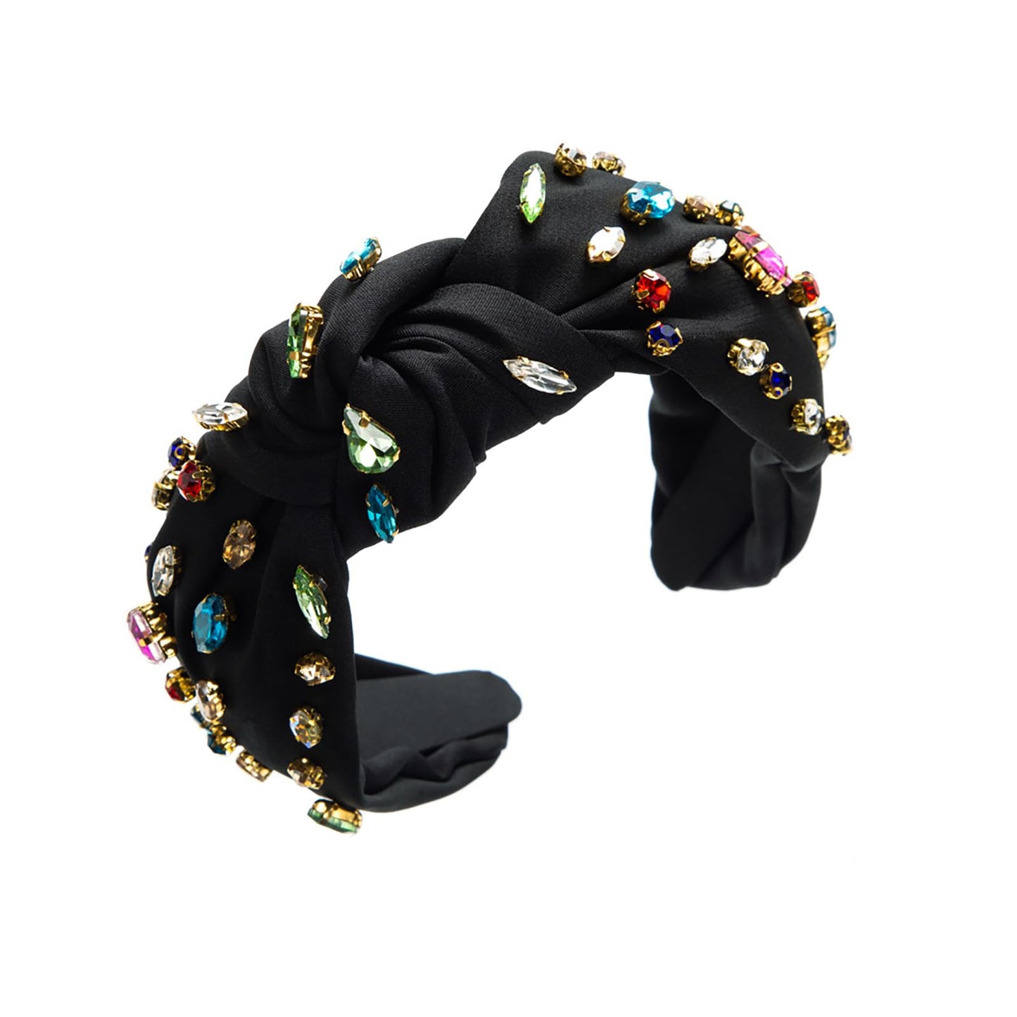 SZJULR Knotted Headband for Women Sparkle Wide Mixed Rhinestone Crystal Headbands Colorful Hairband Top Knot Headbands Luxury Black Fashion Wide Ladies Hair Accessories for Girls