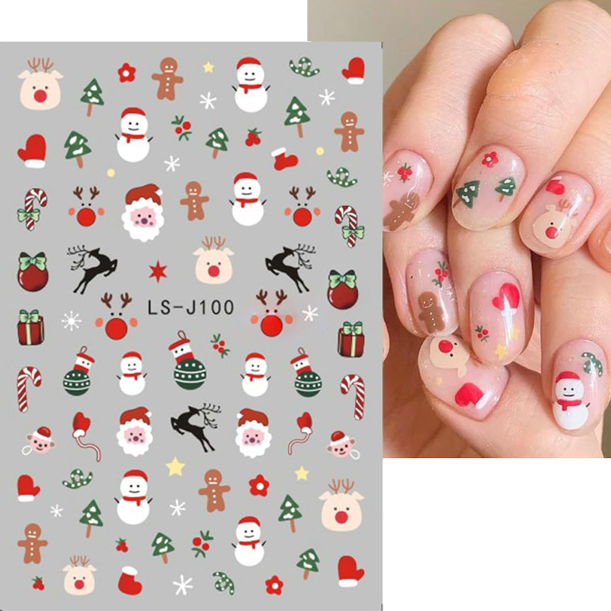 Christmas Nail Stickers for Nail Art 6 Sheet Christmas Nail Art Stickers Santa Claus Reindeer Elk Penguin Snowman Nail Art Design Cute Nail Decals Christmas Nail Decoration for Women Holiday DIY