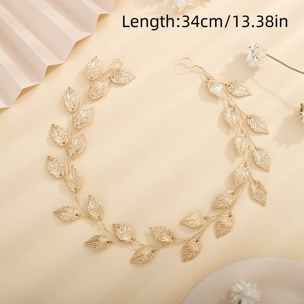 Teyglen Wedding Bridal Leaf Hair Vine Boho Headpiece Rose Gold Leaves Headband Wedding Hair Pieces Hair Accessories for Women Bride Grils (Rose Gold)