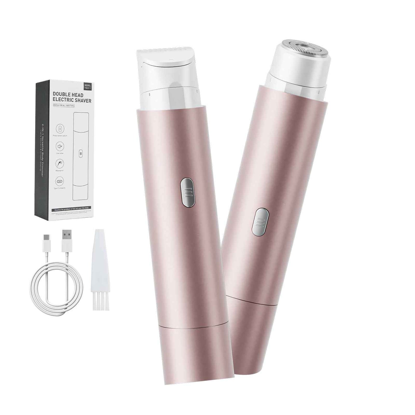 2 in 1 Womens Razors Shaver Bikini Tnimmer, Women Electric Razors for Shaving Underarms Leg Pubic Facial Hair Removal for Waterproof Wet and Dry IPX8