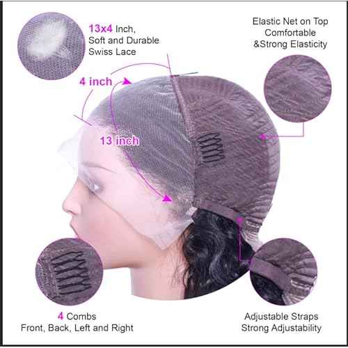 SQU&CIR 16 Inch Deep Wave Lace Front Wigs Human Hair 13x4 HD Lace Front Wigs Human Hair Pre Plucked Brazilian Deep Wave Wig Human Hair Deep Wave Wig 180 Density