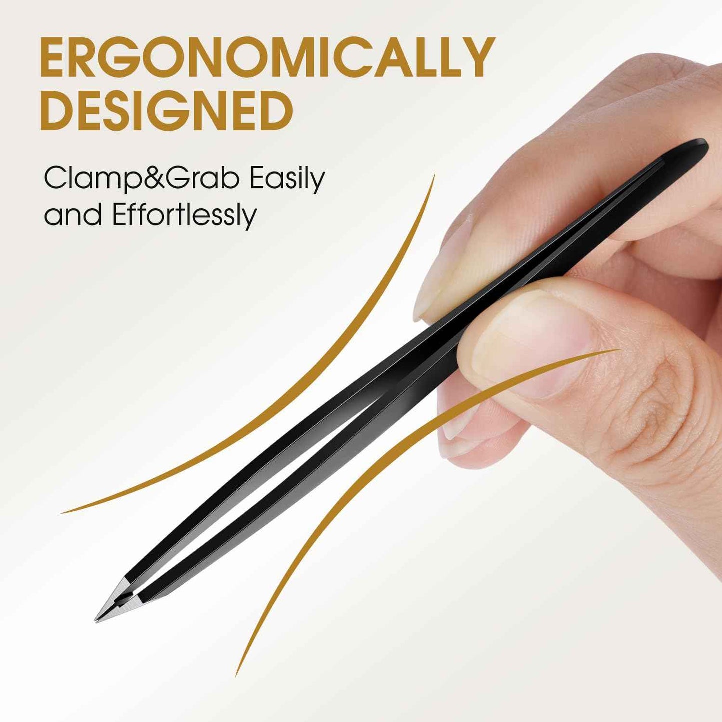 TsMADDTs Slant and Point Tip Tweezers for Women and Men, 2-Pack Professional Stainless Steel Precision Tweezers for Eyebrows, Facial Hair, Ingrown Hair Removal