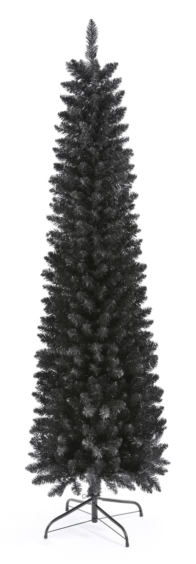 658 Tips Artificial Pencil Christmas Tree Halloween Tree, 6ft Pure Black Xmas Hallowmas Pine Trees with Metal Stand Perfect for Christmas/Halloween/Easter/Parties/Holiday Indoor Outdoor Decoration