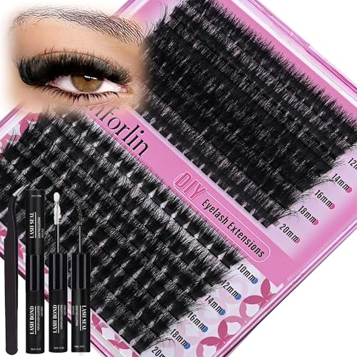 Anforlin Lash Clusters Kit 240pc DIY Eyelash Extensions 10-22mm