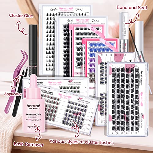 Cluster Lashes, 72 Pcs Individual Lashes, Lash Clusters DIY Eyelash Extension, Super Thin Band Reusable Soft & Comfortable (Pearl-D-12mm)