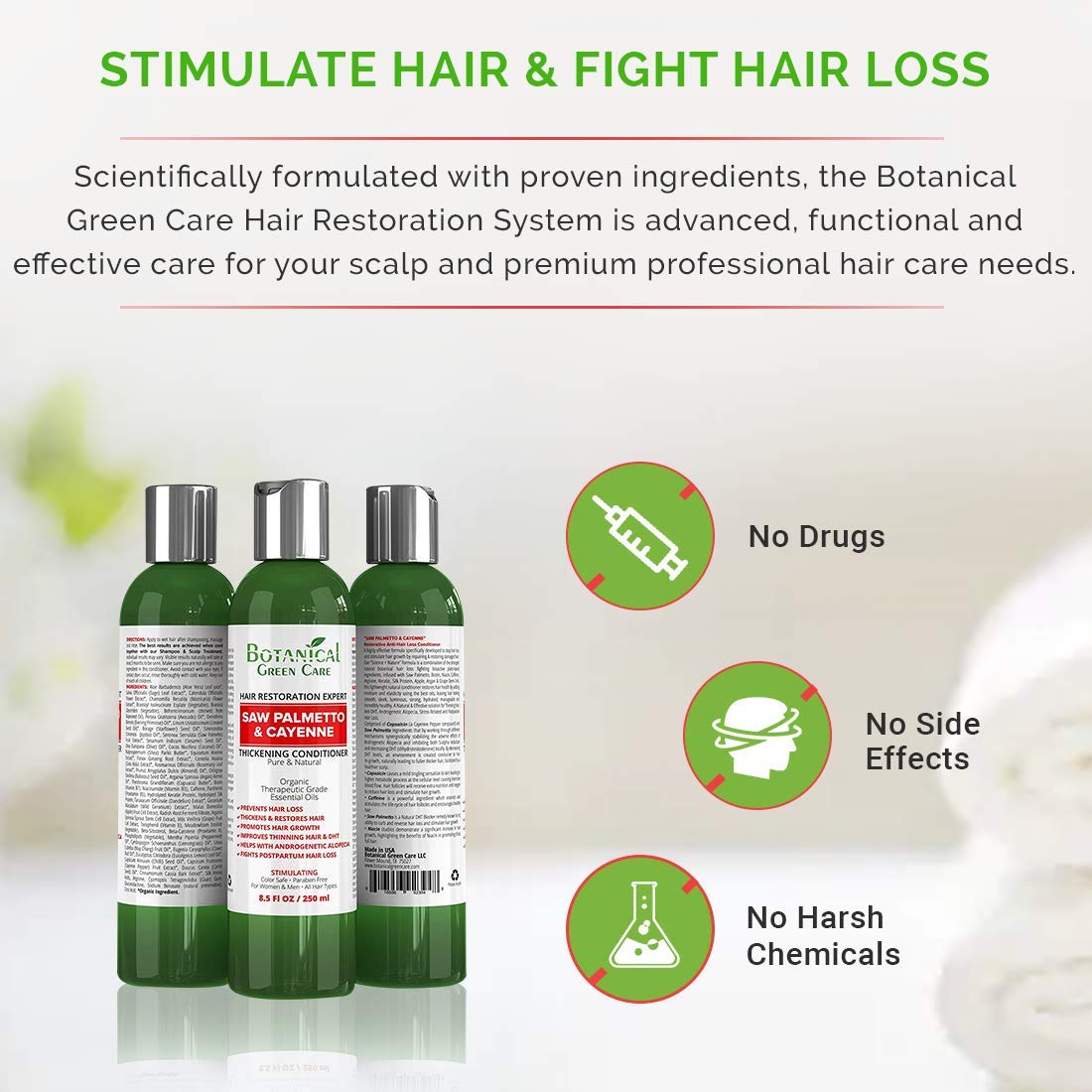 "Saw Palmetto & Cayenne" Hair Growth Anti-Hair Loss CONDITIONER. Alopecia Prevention and DHT Blocker. Doctor Developed