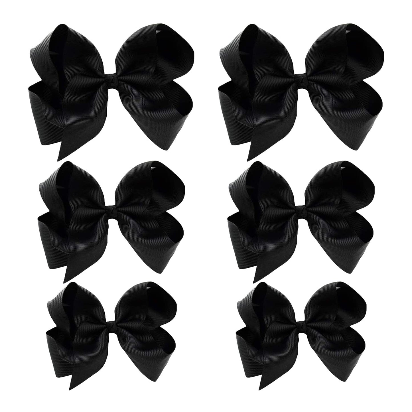 Black Hair Bow For Girls and Toddler - 6 pcs Black hair bows clips 6 inch ×2, 4 inch ×2, 3 inch ×2 …