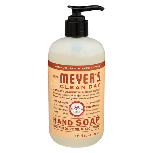 MRS. MEYER'S CLEAN DAY Hand Soap, Made with Essential Oils, Biodegradable Formula, Oat Blossom, 12.5 fl. oz