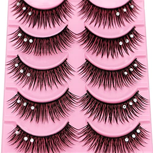 10 Pair Diamond False Eyelashes with Rhinestones, 3D Fluffy