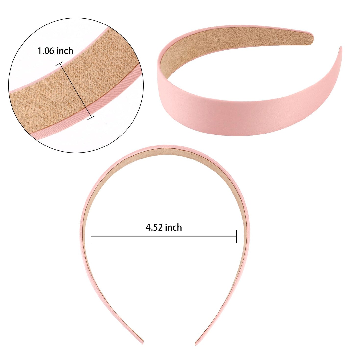 VELSCRUN Headbands for Women Girls 1.3 Inch Satin Pink Headband Wide Head Bands for Women's Hair Women Fashion Hair Bands Cosplay Halloween Costumes Hair Accessories Gifts for Mothers Sisters