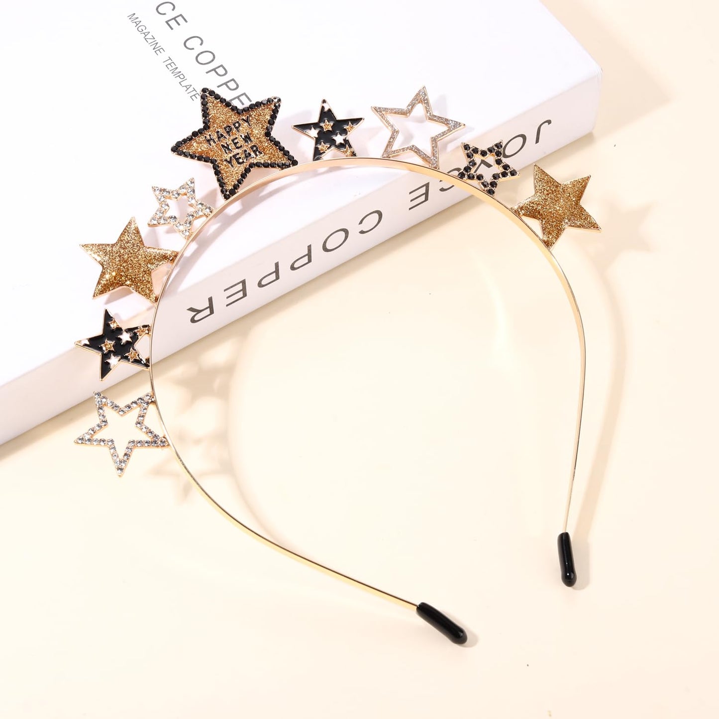 YAHPERN Happy New Year Headbands for Women Rhinestone New Year’s Eve Hairbands New Year Party Supplies Hair Accessory Gifts (Star A)