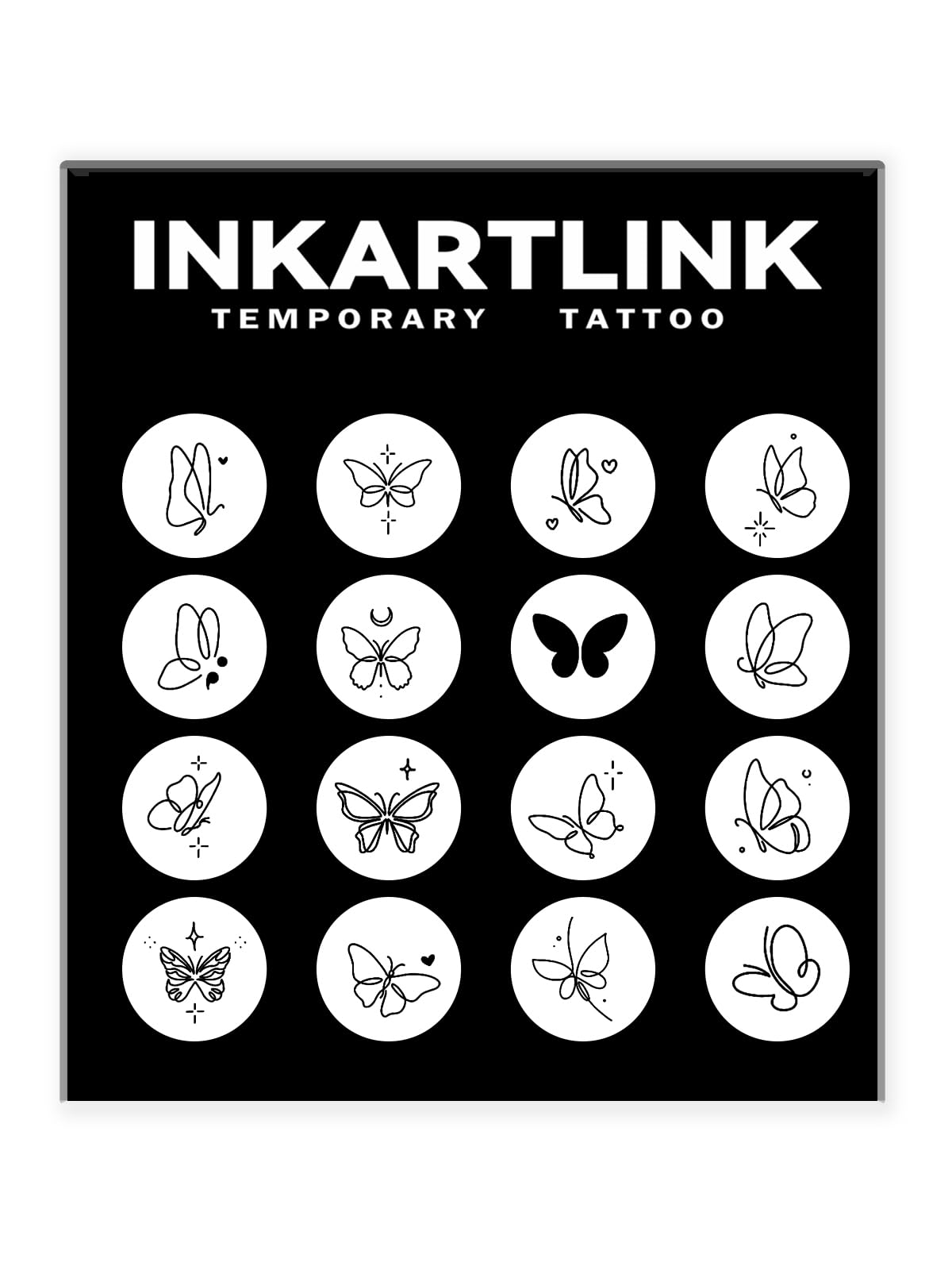 INKARTLINK Tattoo Tech, 16 Design/ 1 Sheet Small Semi Permanent Tattoo, Temporary Tattoos, Last 1-2 Weeks, Waterproof, Realistic Look, No Adhesive, No Reflection (2×3inch Butterfly)