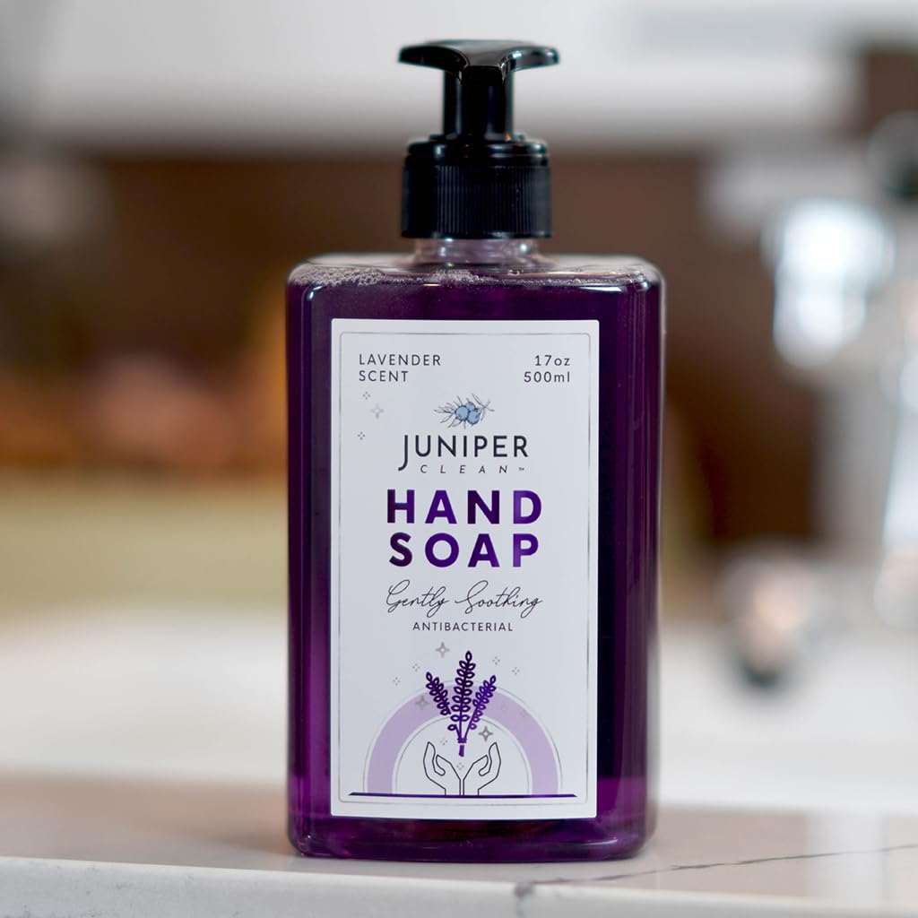 Juniper CLEAN, Antibacterial Hand Soap with Pump, Lavender Scent, Liquid Hand Soap 17 Fl Oz (Pack of 1)