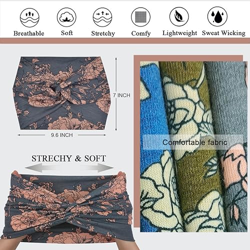 Boho Extra Wide Headbands for Women - 8 Pack