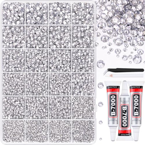 Silver Clear Rhinestones Bedazzling Kit with 35,000 Gems + Glue & Tools - Large Pack