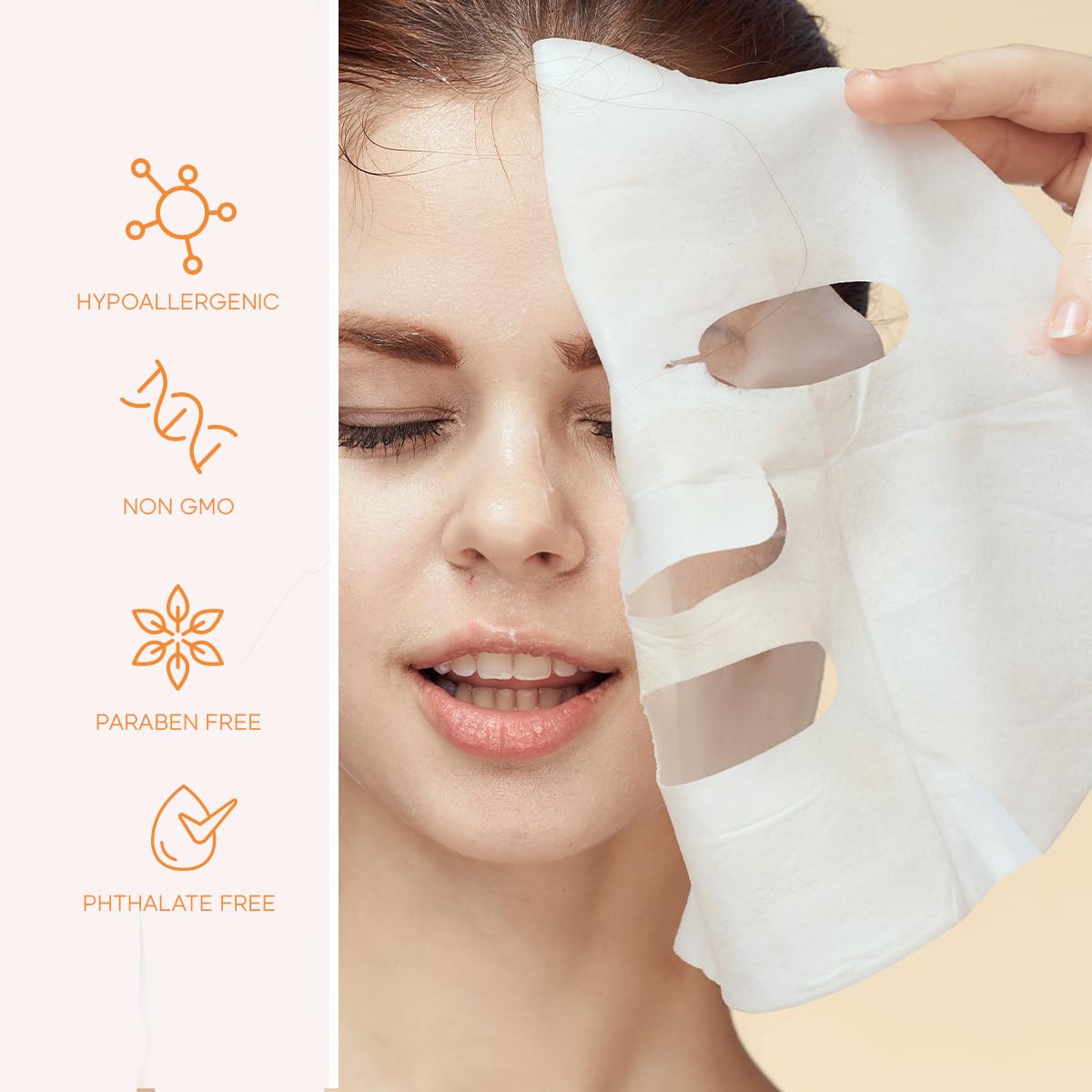 Skin 2.0 Vitamin C and Collagen Sheet Face Mask - Reduce Wrinkles & Age Spots, Moisturize, Hydrating Sheet Mask - Korean Skin Care - All Skin Types - 5 Masks